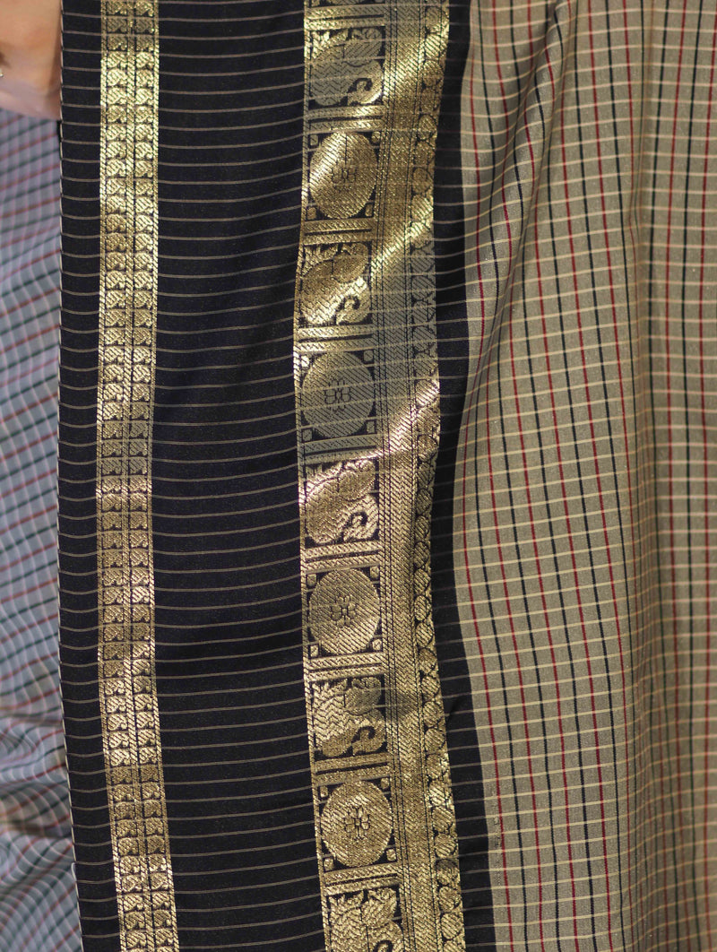 Banarasi Semi-Silk Zari Checks Saree