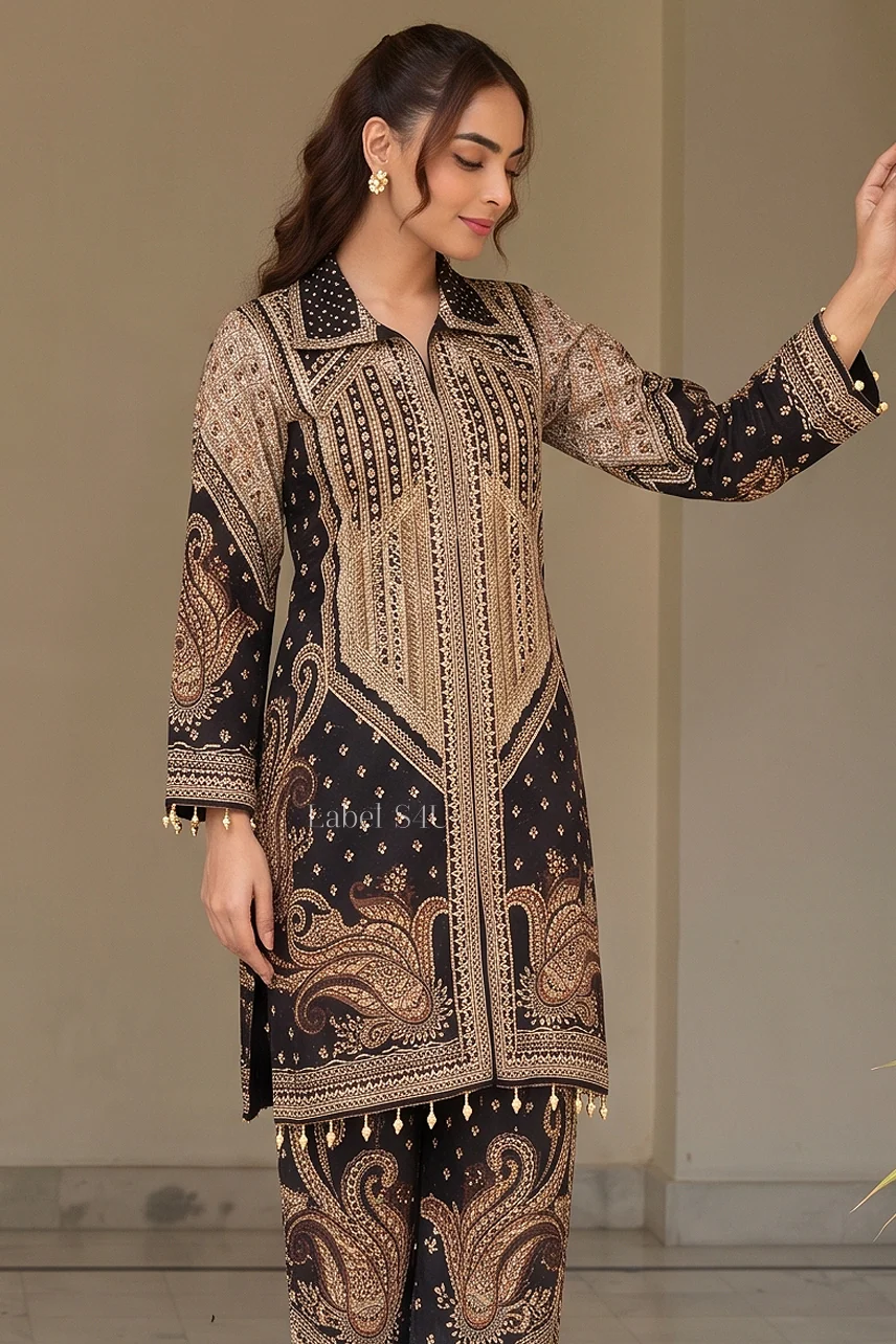 Ethnic Paisley Print Crepe Co-Ord Set