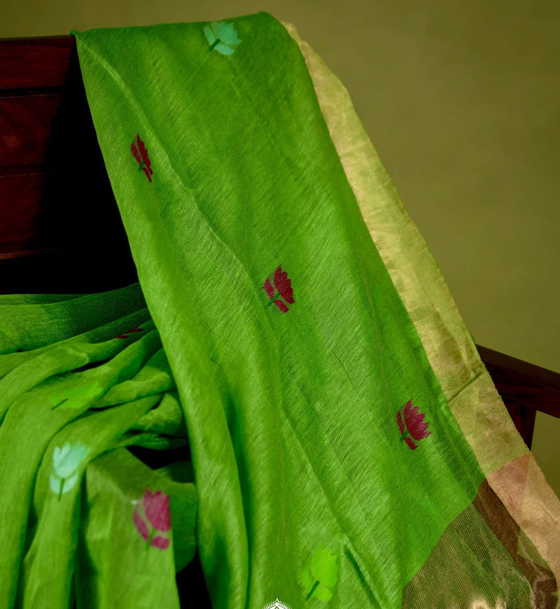 Rajvanshi Silk Linen Jamdani Saree