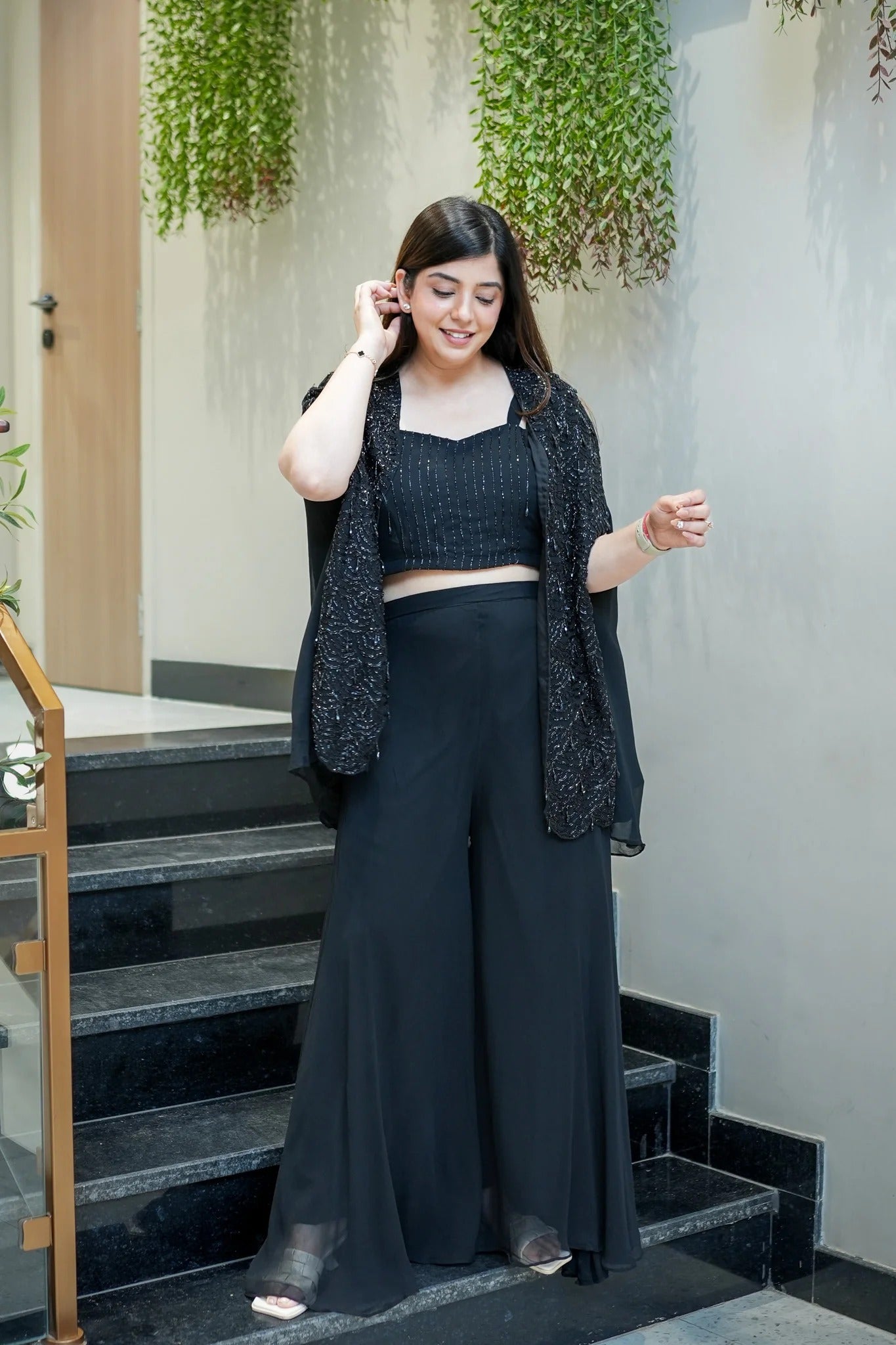 Graceful Embroidered Three Piece Set