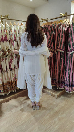 Georgette Mustard Chikan 3-Piece Set