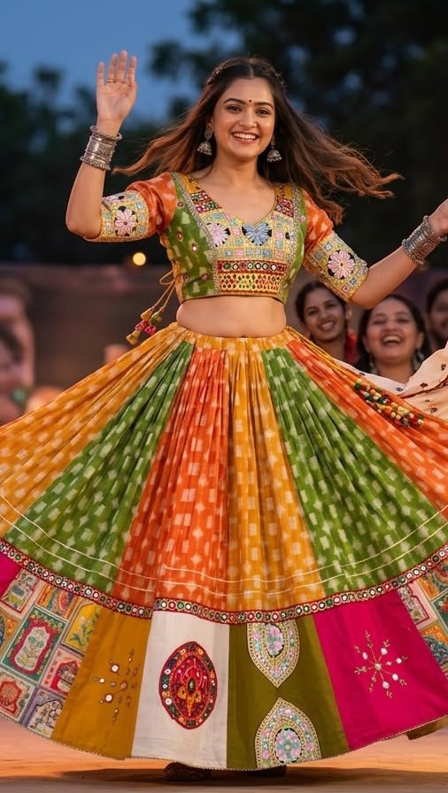 Garba Glam Original Georgette Lehenga Choli with Mirror Work