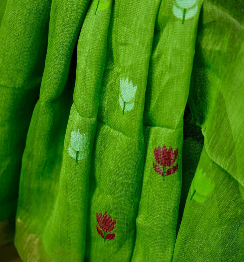 Rajvanshi Silk Linen Jamdani Saree