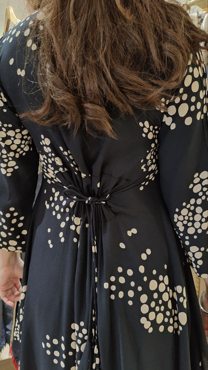 Black Rayon Dhoti Skirt Dress with Necklace