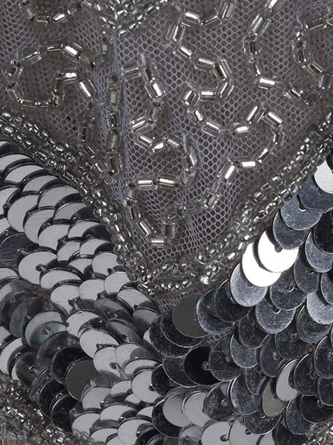 Grey Embellished Beaded High Neck Cape