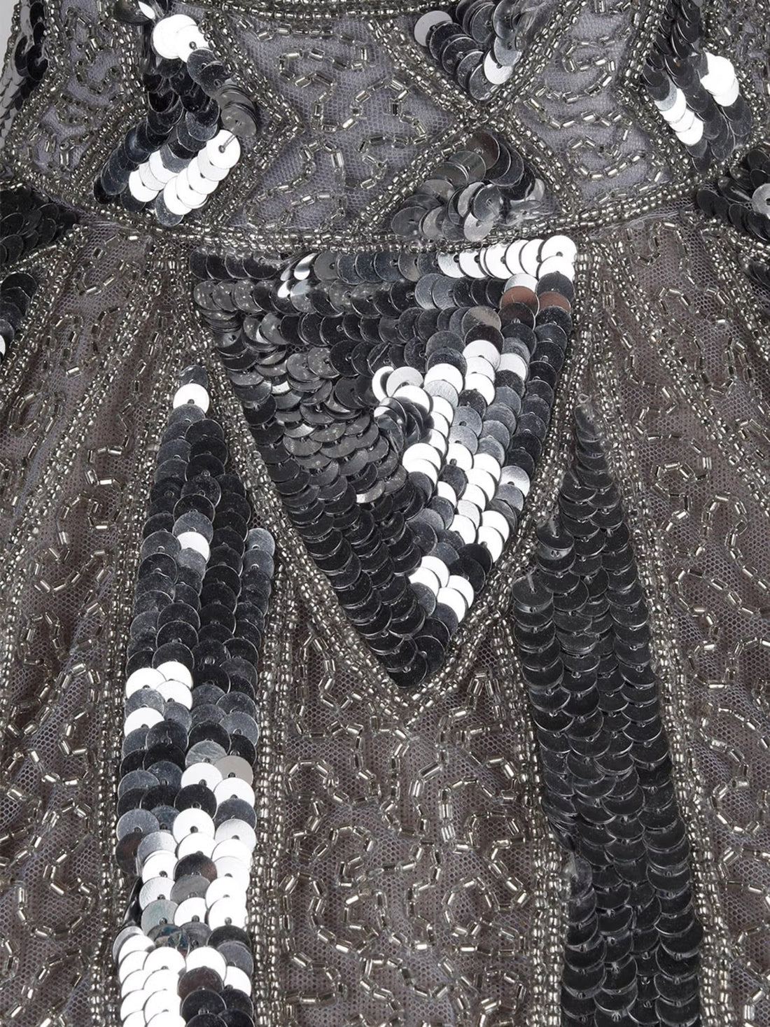 Grey Embellished Beaded High Neck Cape