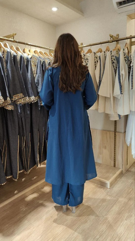 Teal Blue Organic Cotton Three-Piece Co-Ord Set