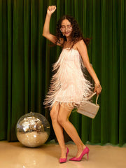 Polyester Beige Fringe Bodycon Women Dress