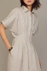 Striped Pleated Waist Tobie Dress