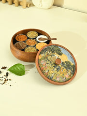 Saga Wooden Masala Storage Box
