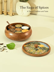 Saga Wooden Masala Storage Box