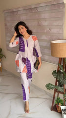 Flex Cotton Lavender Digital Print Co-Ord