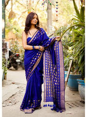 Blue Cotton Meher Tassel Saree