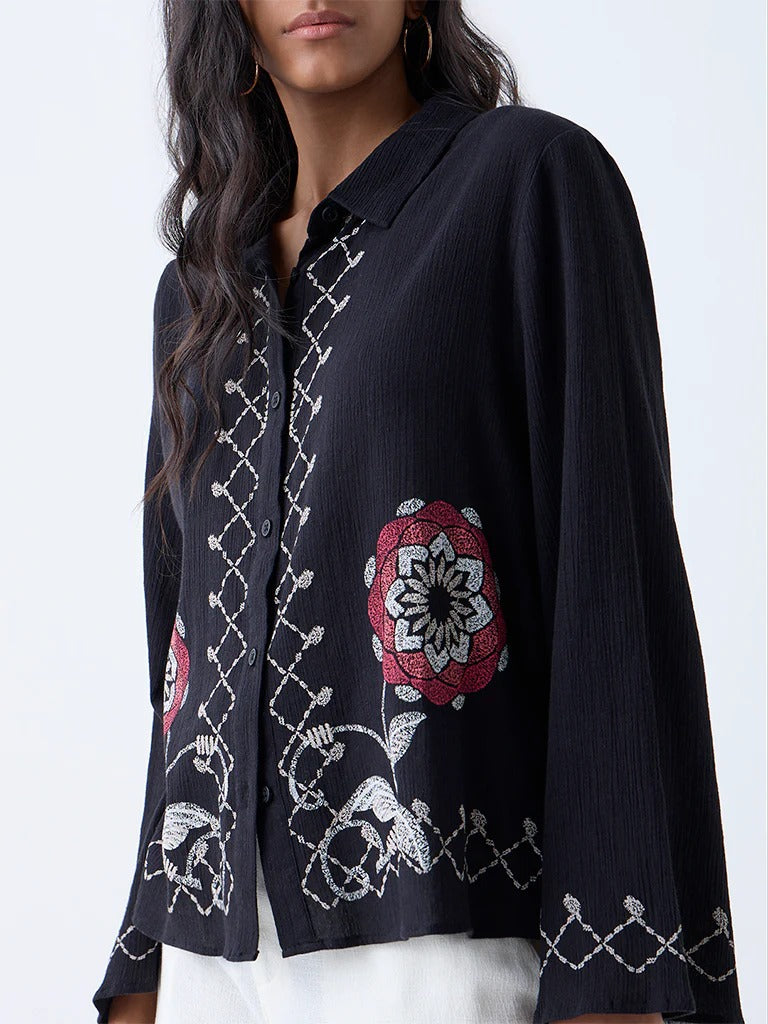 Black Floral Bombay Paisley Shirt