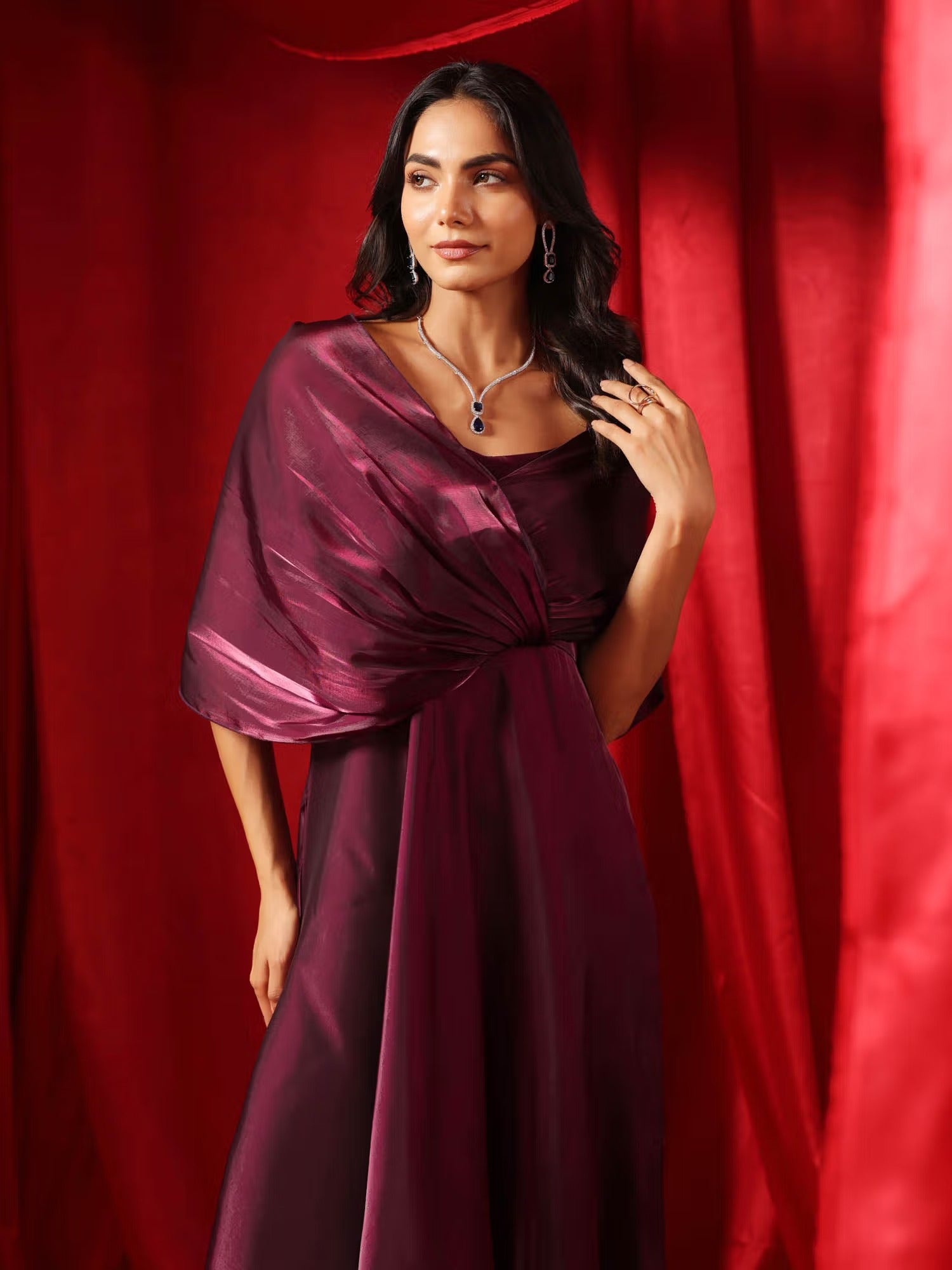 Organza Purple Aura Flow gown Dress Women
