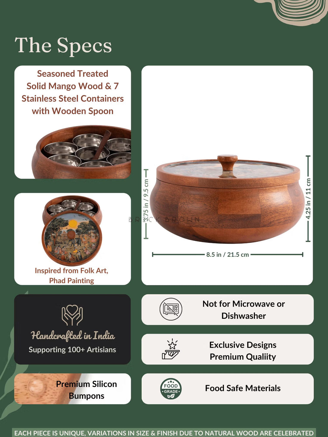Saga Wooden Masala Storage Box