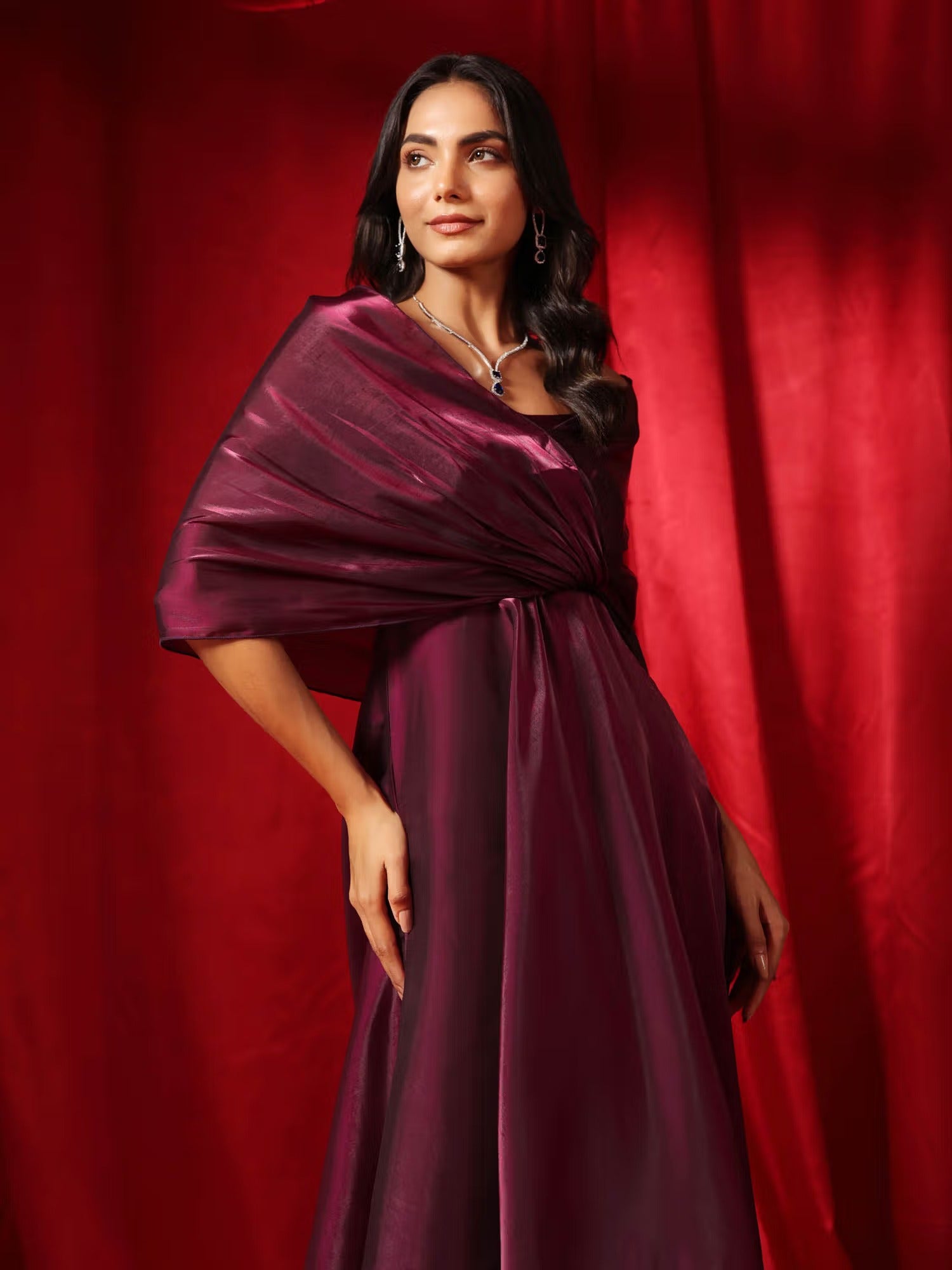 Organza Purple Aura Flow gown Dress Women