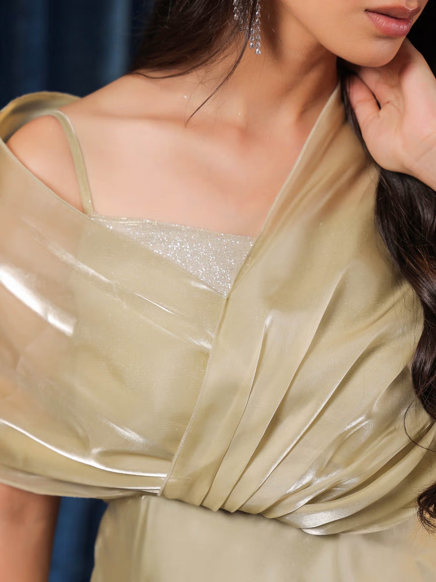 Organza Gleam Aura Flow Cape Dress