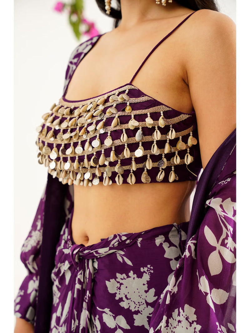 Raga Bela Sequined Silk Strap Blouse