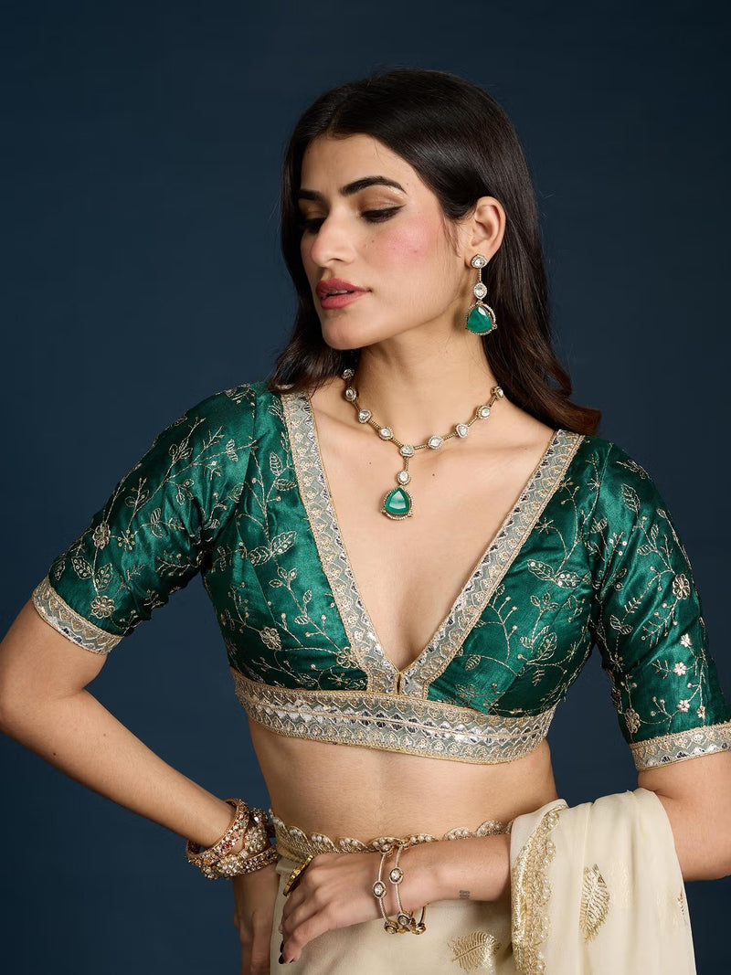 Emerald Jaal Royale Embroidered Blouse