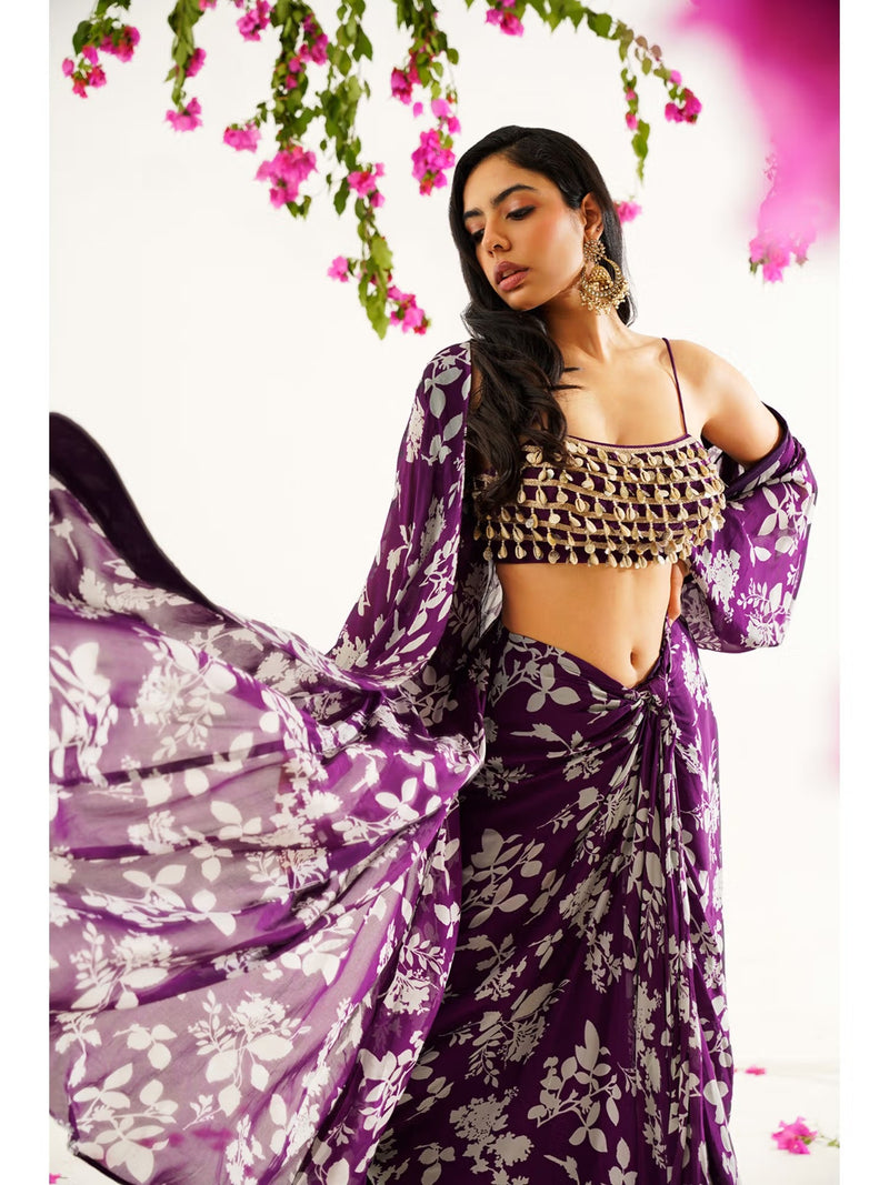 Raga Bela Sequined Silk Strap Blouse