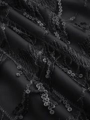 Black Sequin Geometric Tassel Mini Dress