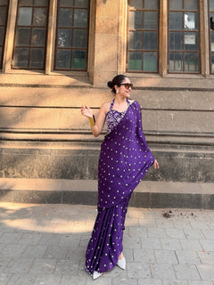 Royal Bandhani Purple Saree