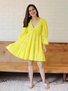 Yellow Flared Cotton Buttercup Dress