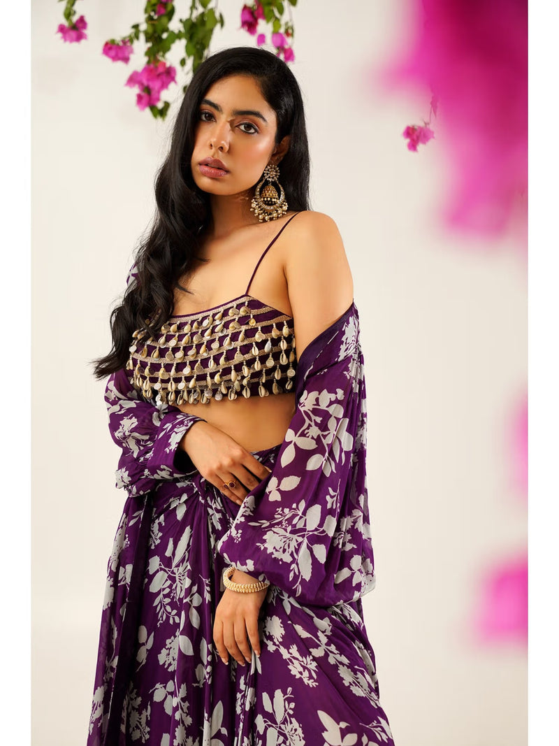 Raga Bela Sequined Silk Strap Blouse