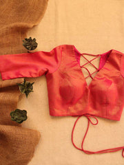 Gulaabi Pink Cotton Backless V-Neck Blouse