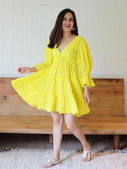 Yellow Flared Cotton Buttercup Dress