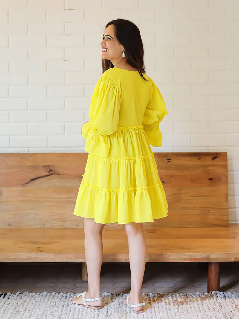 Yellow Flared Cotton Buttercup Dress
