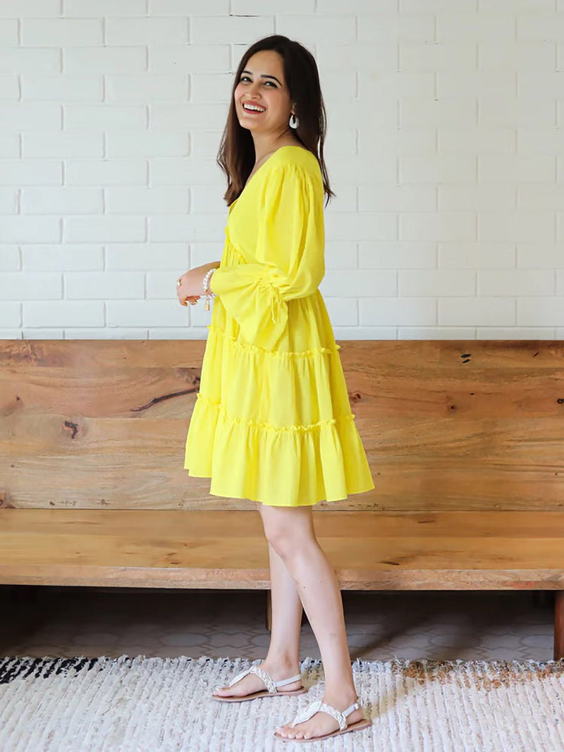 Yellow Flared Cotton Buttercup Dress