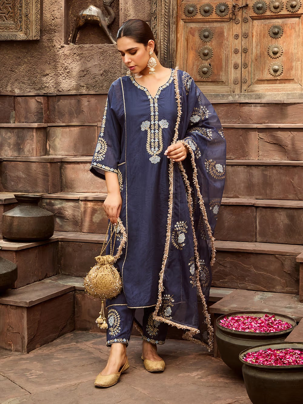 Organza Pink Dupatta Featuring Delicate Lace Work