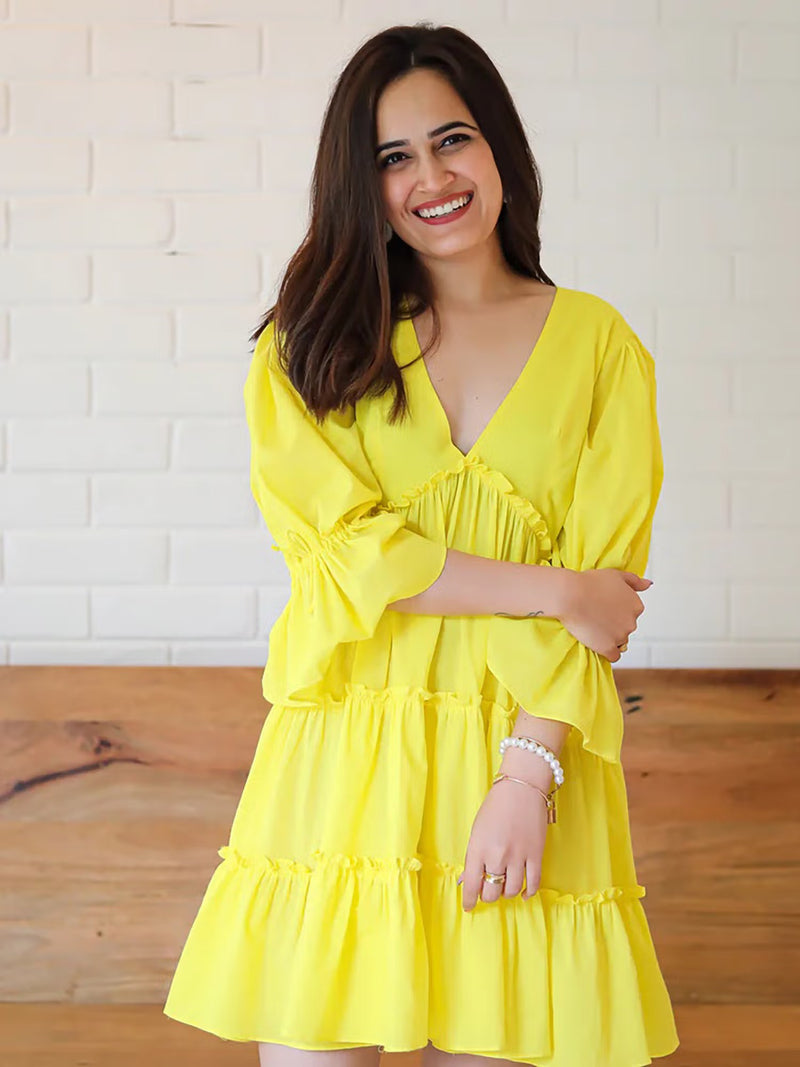 Yellow Flared Cotton Buttercup Dress