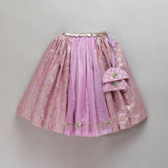 Lavender Organza Chanderi Off Shoulder Lehenga