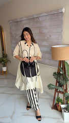 Pure Muslin Ivory Ink Co-Ord Set