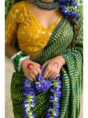 Festive Green Cotton Tassel Saree