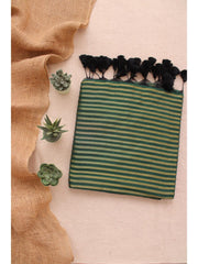 Festive Green Cotton Tassel Saree