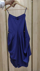 Natural Cotton Navy Blue Drape Skirt