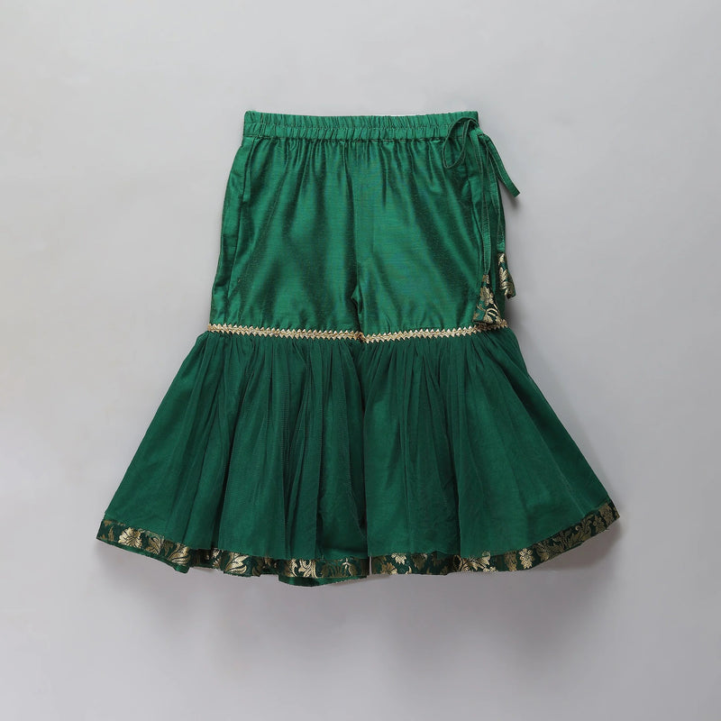 Green Brocade Cotton Silk Sharara Set