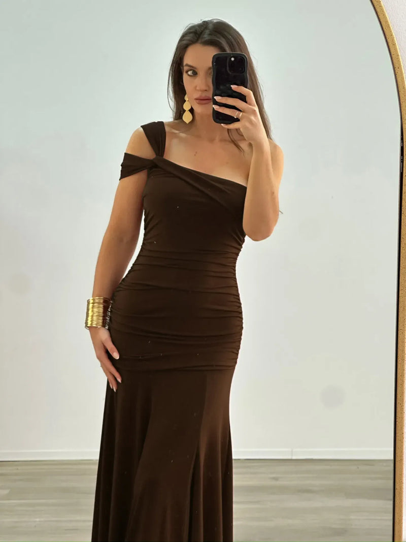 Navy Flat Jersey Knotted Cocktail Dress