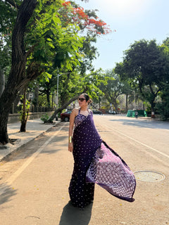 Royal Bandhani Purple Saree