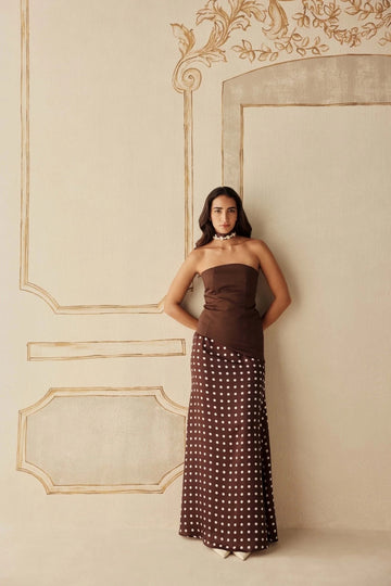 Rich Chocolate Brown Cotton Satin Top
