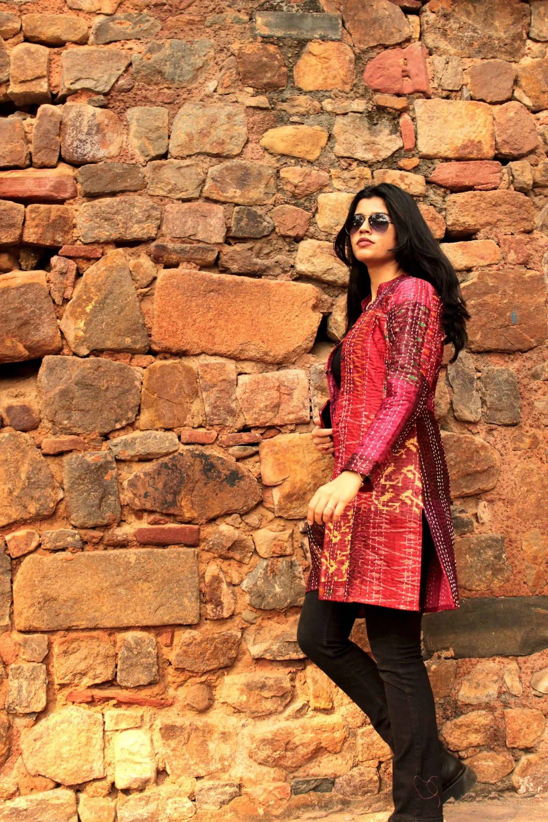 Patola Silk Kantha Patchwork Long Jacket