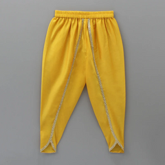 Mustard Peach Embroidered Kurti Dhoti Set