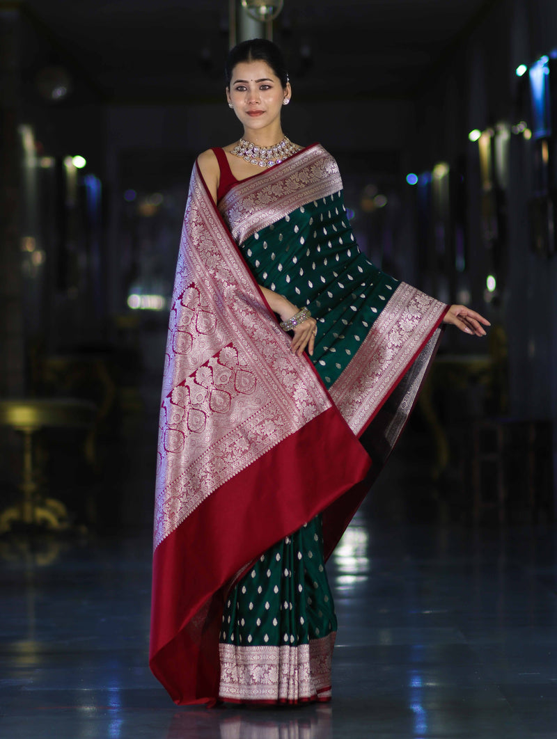 Emerald Banarasi Zari Silk Saree