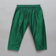 Green Cotton Silk Kurta Pyjama Brocade Jacket