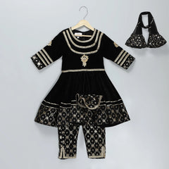 Black Velvet Silk Anarkali Set with Dupatta