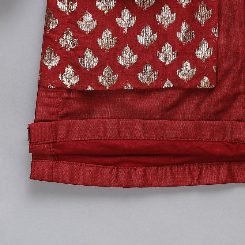 Maroon Cotton Silk Panel Kurta Pyjama Set